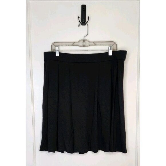 Eileen Fisher Short Pleated Skirt Womens XL Black Pull On Pockets Stretch New - Picture 1 of 4